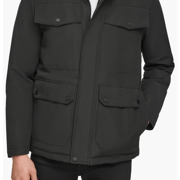 NWT Kenneth Cole Navy Blue Water Resistant Puffer Coat Jacket Size M - Picture 3 of 9